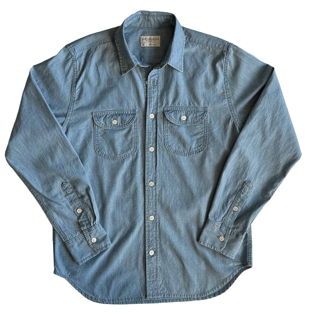 ( Blemish) Walsh Work Shirt - 6 oz Bleached Chambray - grown&sewn