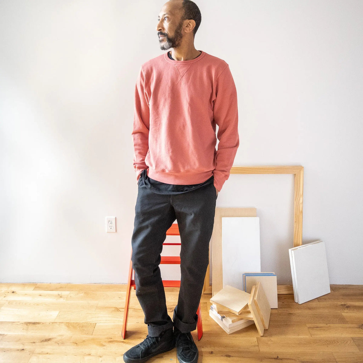 French Terry Sweatshirt - Faded Red - grown&sewn