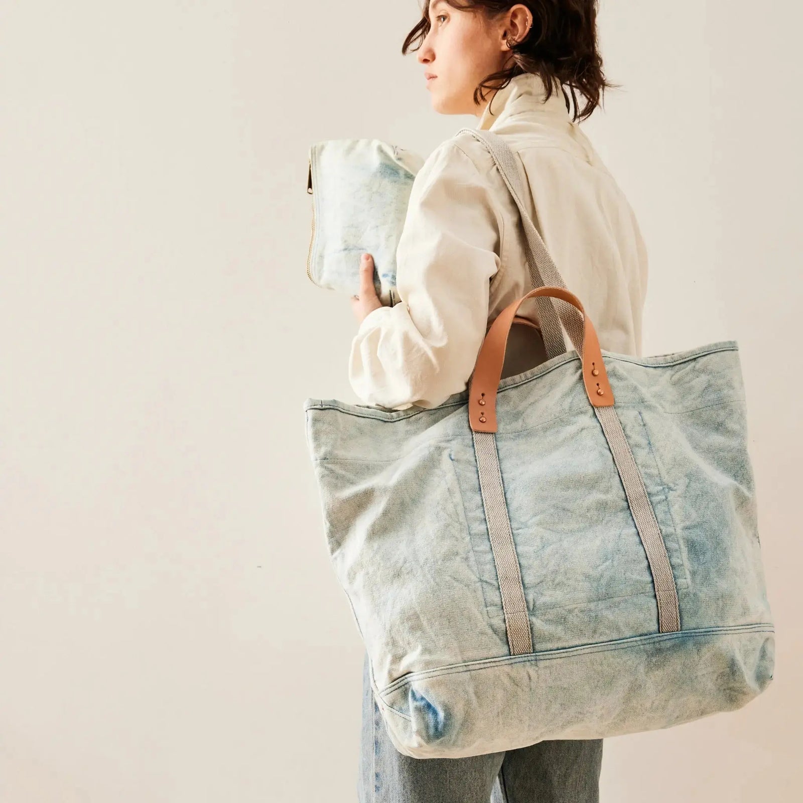Large East West Tote | Acid Wash - grown&sewn