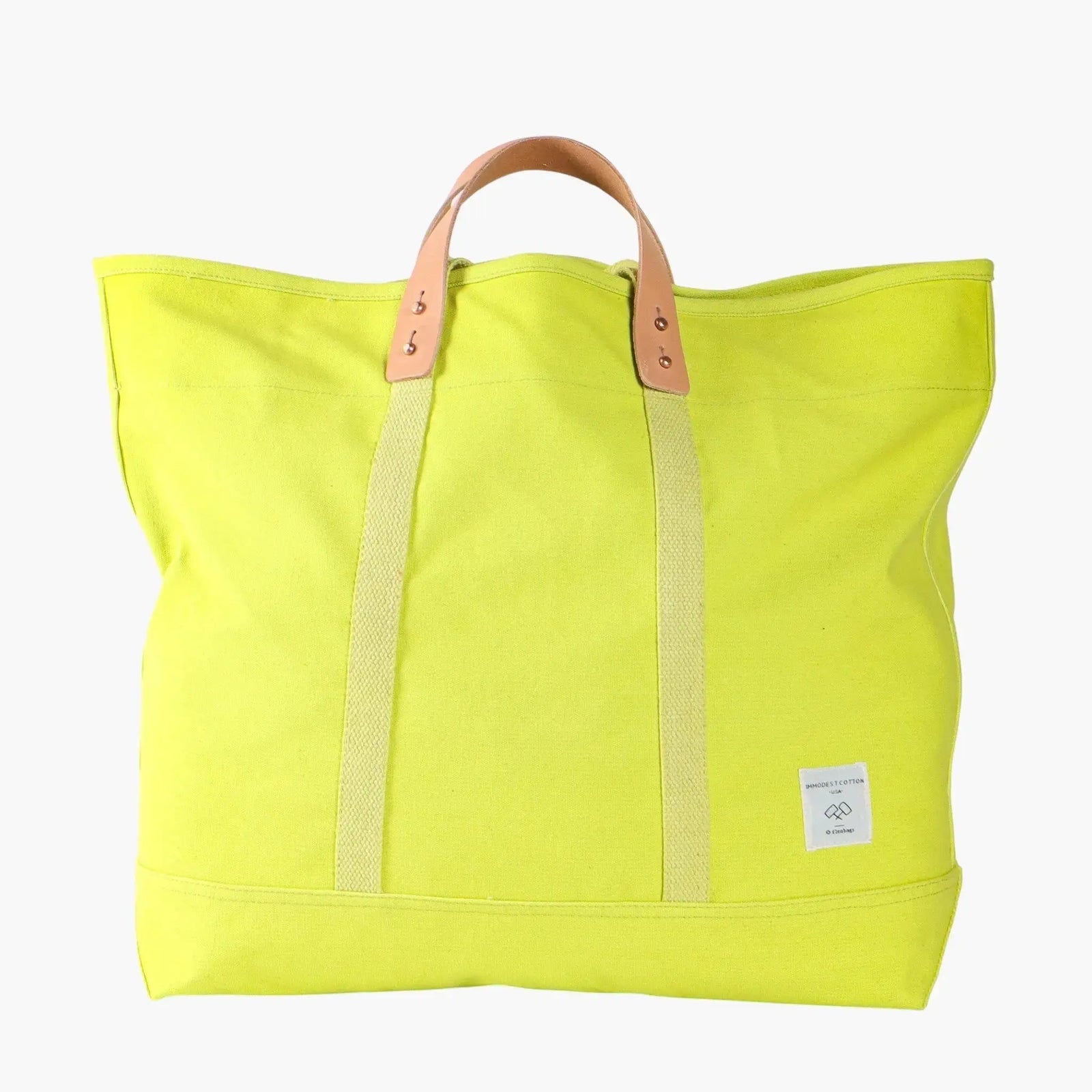 Large East West Tote | Lime - grown&sewn