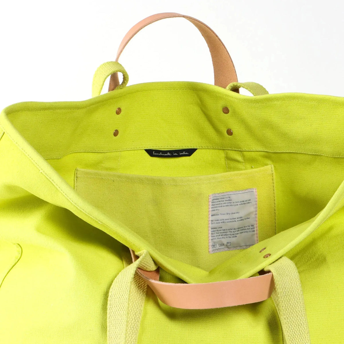 Large East West Tote | Lime - grown&sewn