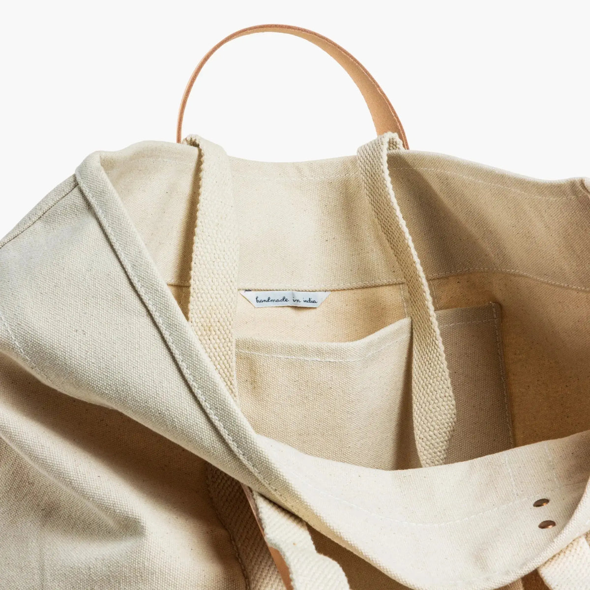 Large East West Tote | Natural - grown&sewn