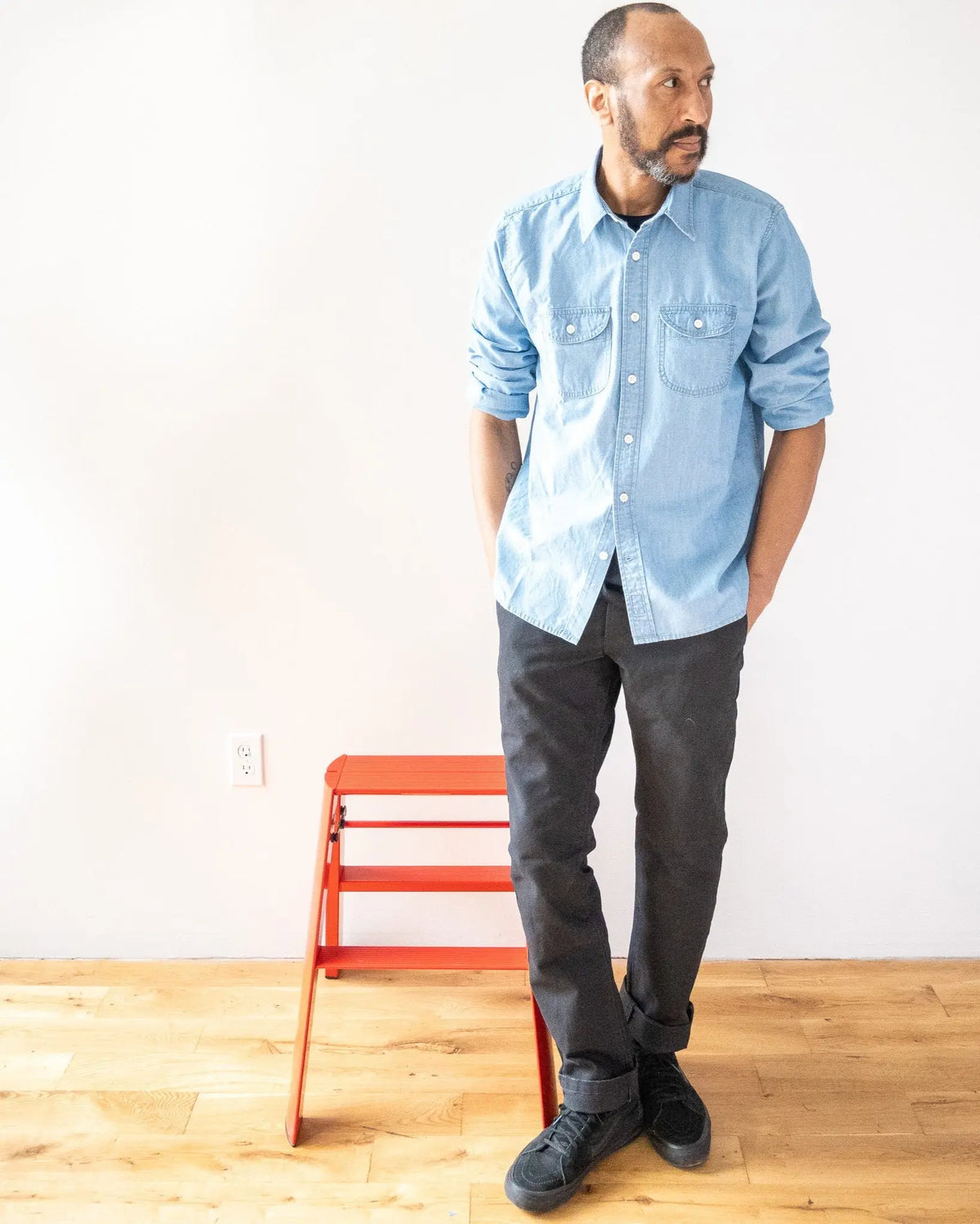 Walsh Work Shirt - 6 oz Bleached Chambray - grown&sewn
