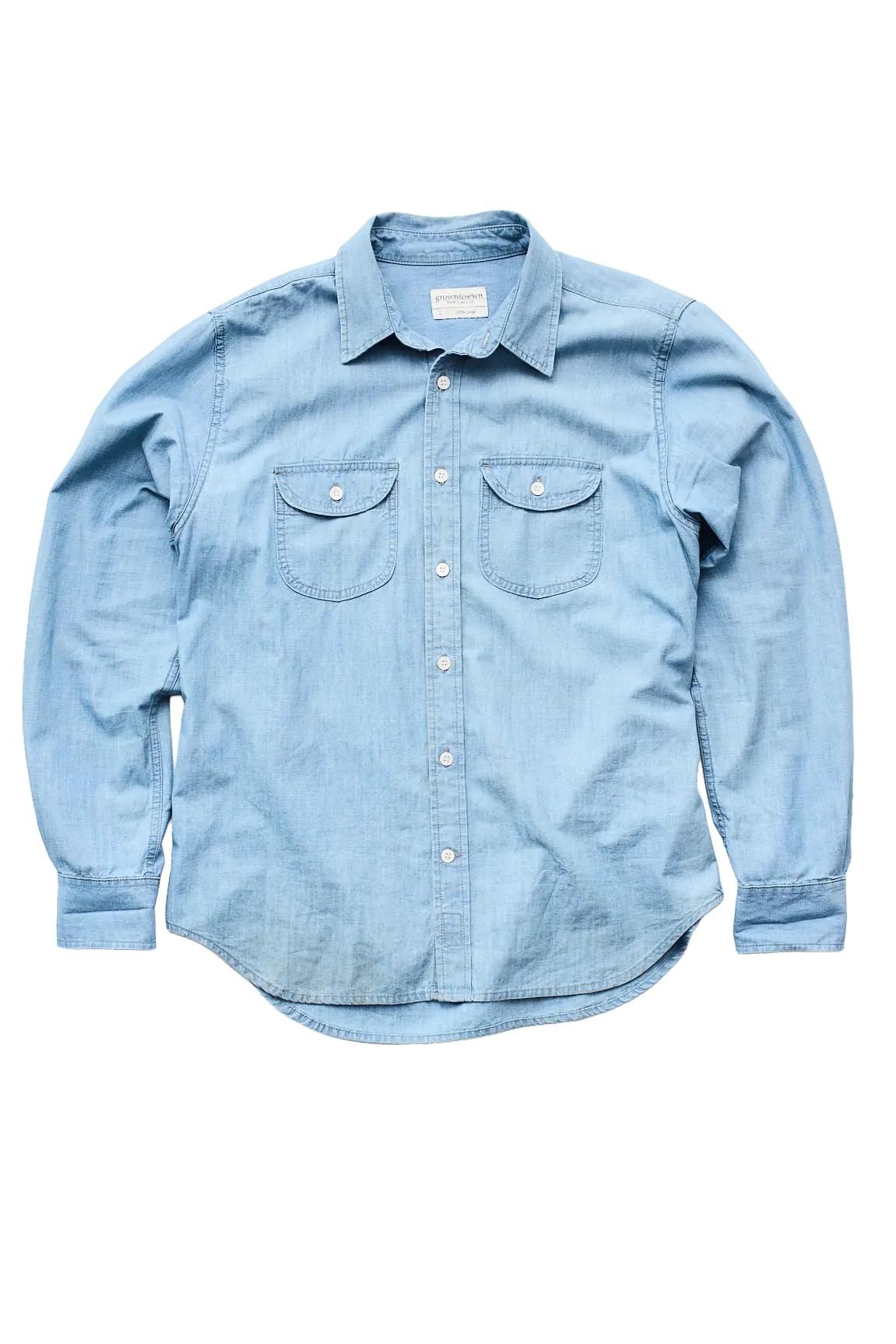Walsh Work Shirt - 6 oz Bleached Chambray - grown&sewn