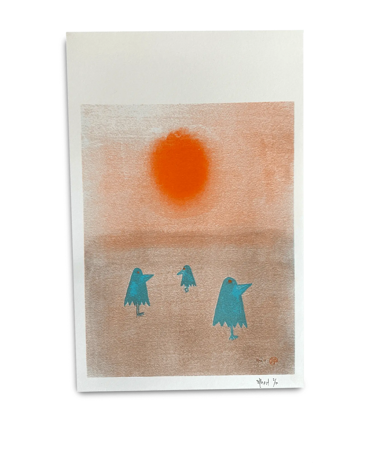Billy Martin Water Illies Risograph Print - Sunset Birds - grown&sewn