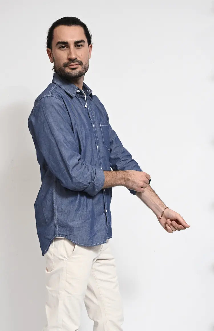 Dean - Indigo Chambray Shirt - grown&sewn